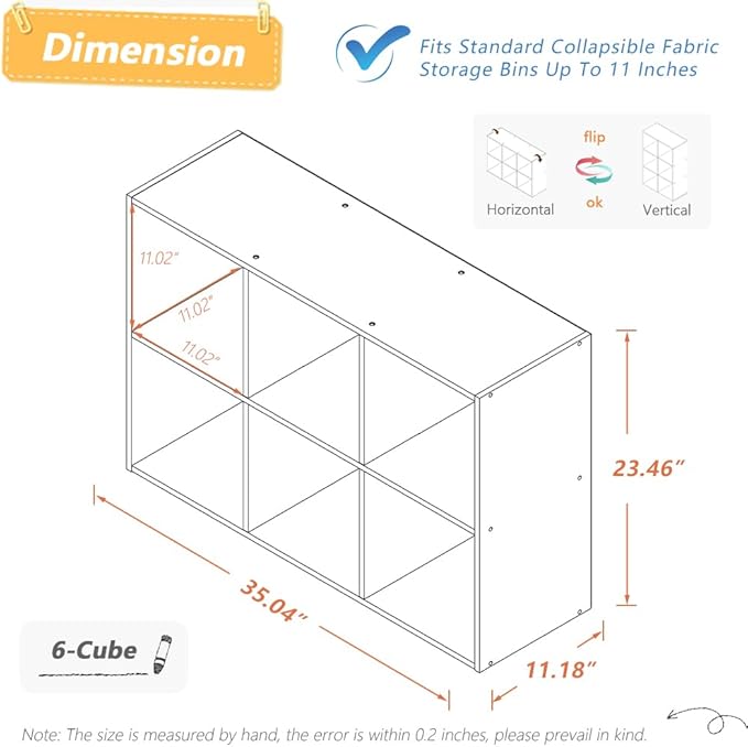NELYE 6 Cube Organizer Bookcase - Image 2