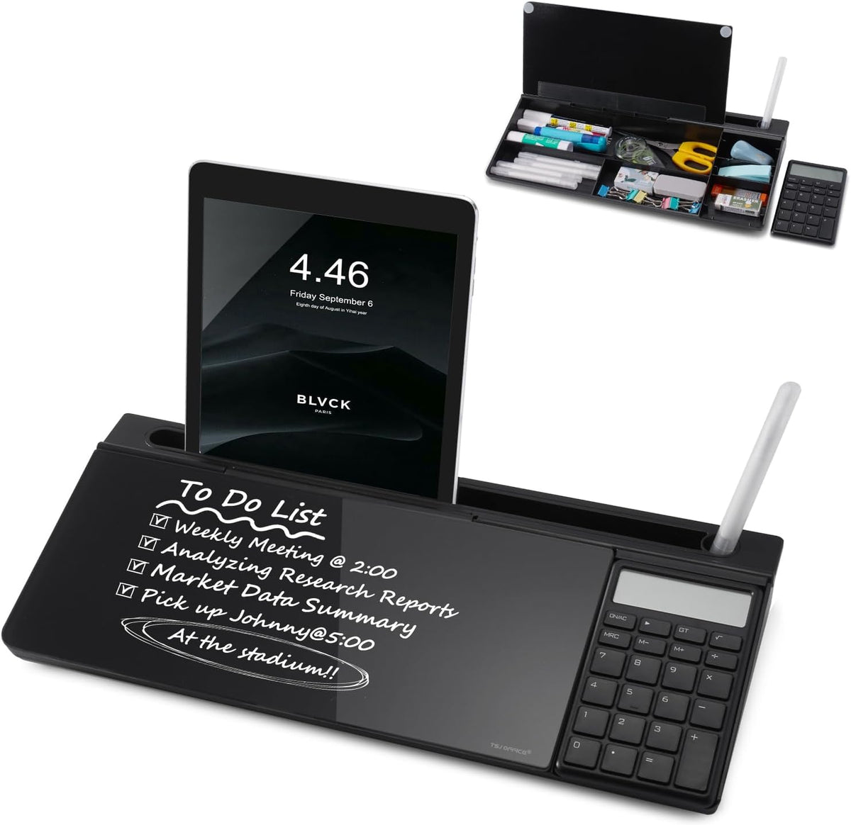 Small Glass Desktop Whiteboard Dry-Erase-Board - Computer Keyboard Stand with...
