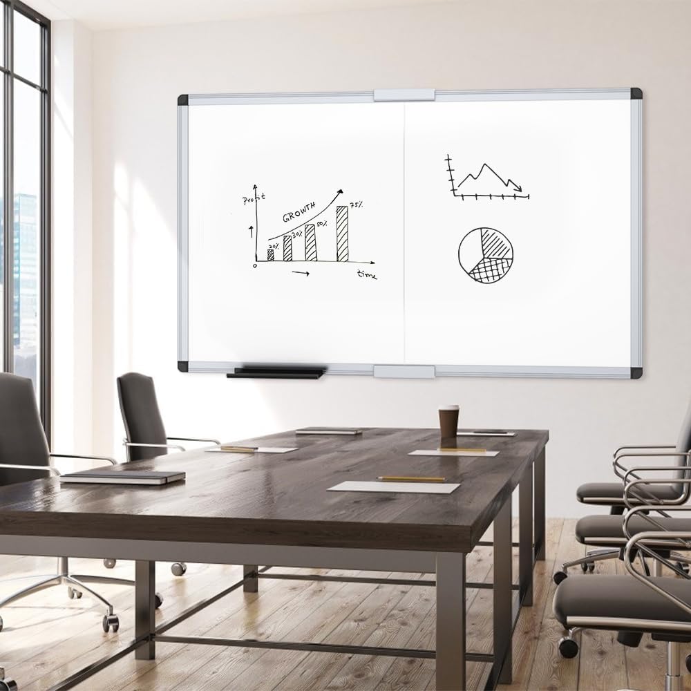 VIZ-PRO Magnetic Dry Erase Board, 60 X 36 Inches, Foldable Wall-Mounted White...