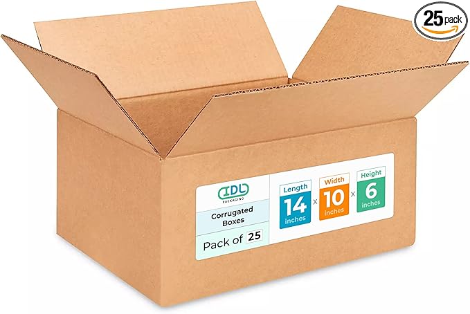 Medium Moving & Shipping Boxes 14"L x 10"W x 6"H by IDLPackaging