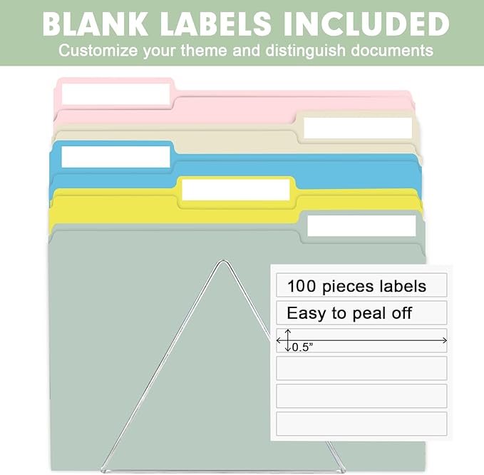 File Folder, RAZCC 100 Pack Colored File Folders, 1/3 Cut Tab File Folder - Image 3