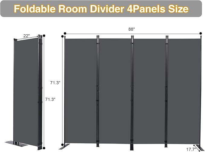CHOSENM Wall Divider, 4 Panel Room dividers and Folding Privacy Screens - Image 2