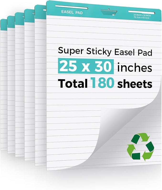 FAHKNS Lined Sticky Easel Pad，Large 25x30 Inch Self-Adhesive Teacher'S Flip by FAHKNS