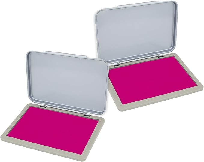 2 Pack Metal Case Stamp Pad Medium Size, Magenta Purple Color by ZIGEL
