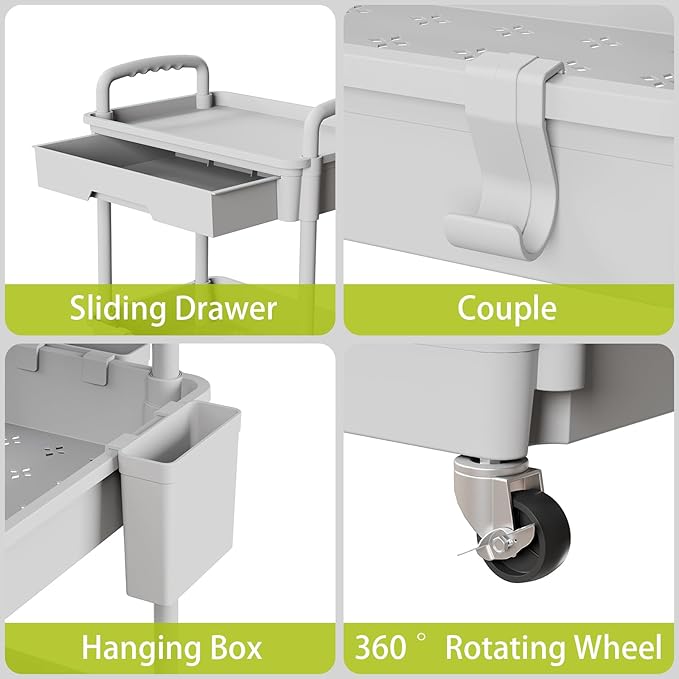 Sorgion 4 Tier Rolling Cart Organizer, Art Craft Diaper Bedside Snack Laundry - Image 4