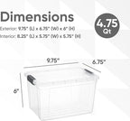 Superio Storage Bins with Lids- 4 Pack, 4.75 Qt Clear Boxes - Image 2