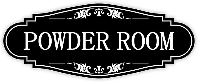 Powder Room Sign Sticker for Business and Home，Self-adhesive Cute Powder Room by LUHIMO