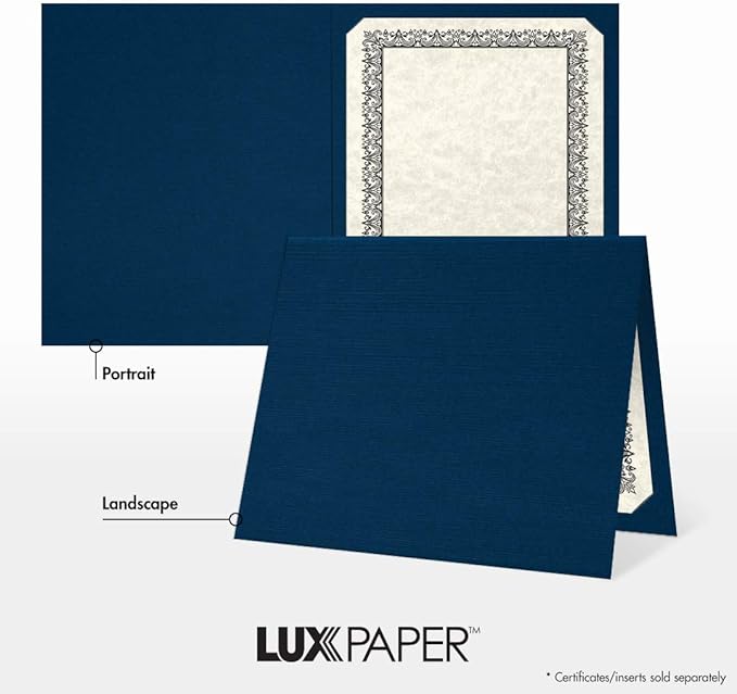 LUXPaper 9.5" x 12" Certificate Holders | Nautical Blue Linen | 100lb. Cover | - Image 5