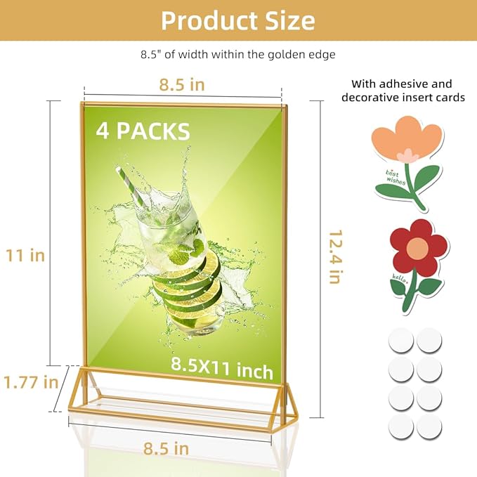 PPH-Sisy Acrylic Sign Holder 8.5 x 11, Double Sided Clear Display Stand - Image 2