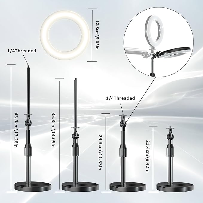 Desk Ring Light with Telescopic Stand, Travel Desktop Hola Light - Image 2