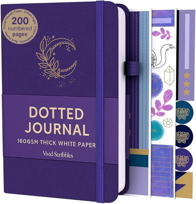 VIVID SCRIBBLES A5 Bullet DOTTED Journal – 160GSM Bleed-Proof Dotted Notebook by VividScribbles