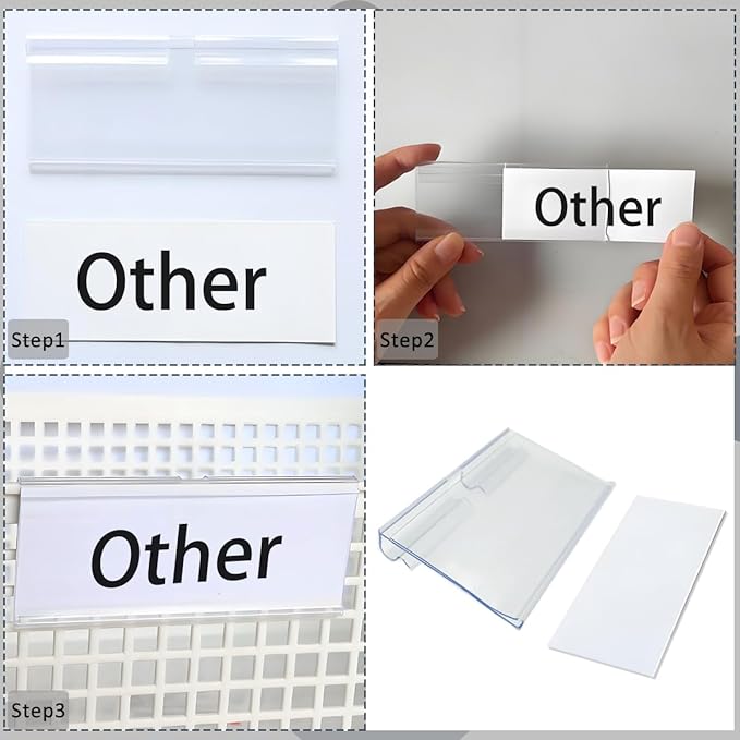 Diteje 20 Pack Plastic Wire Shelf Label Holder, Shelving Rack Retail Sign Hook - Image 4