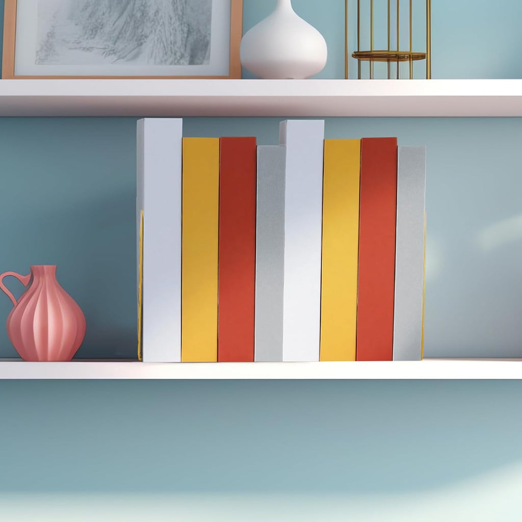 2 Pcs Metal BookEnds, Gold,Round