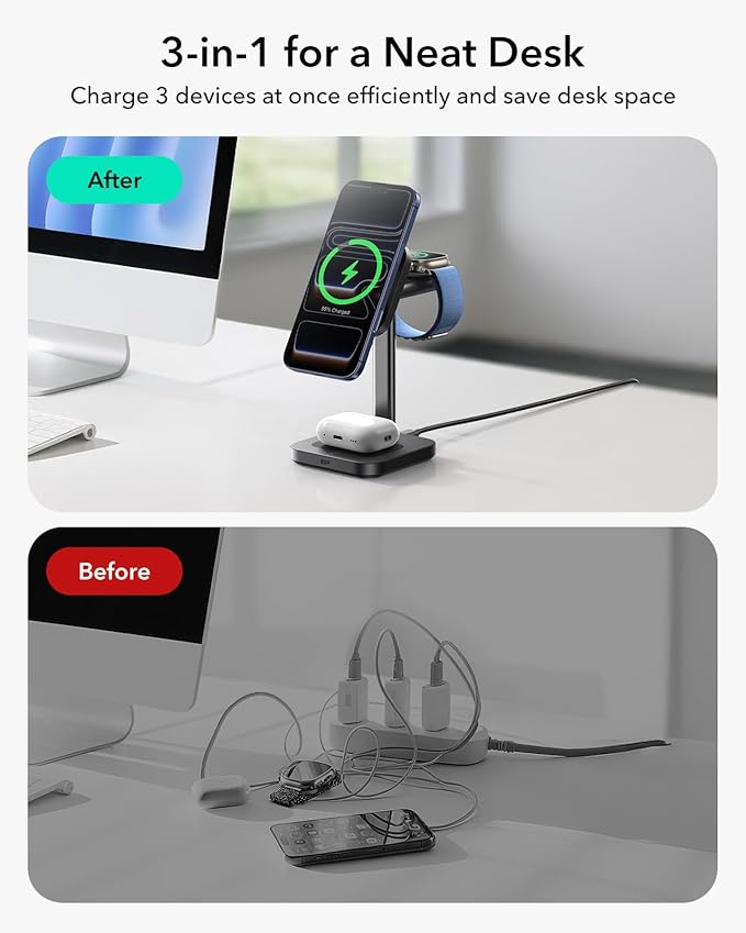 ESR for 3 in 1 Charging Station, Qi2.2 Certified 25W MagSafe Charger Stand - Image 3