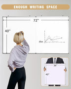 72"X 40" Large Magnetic Dry Erase Whiteboard, Removable Wall Hanging Board - Image 6