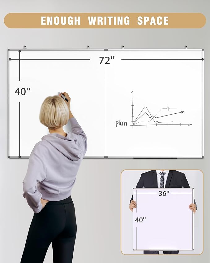 72"X 40" Large Magnetic Dry Erase Whiteboard, Removable Wall Hanging Board - Image 6
