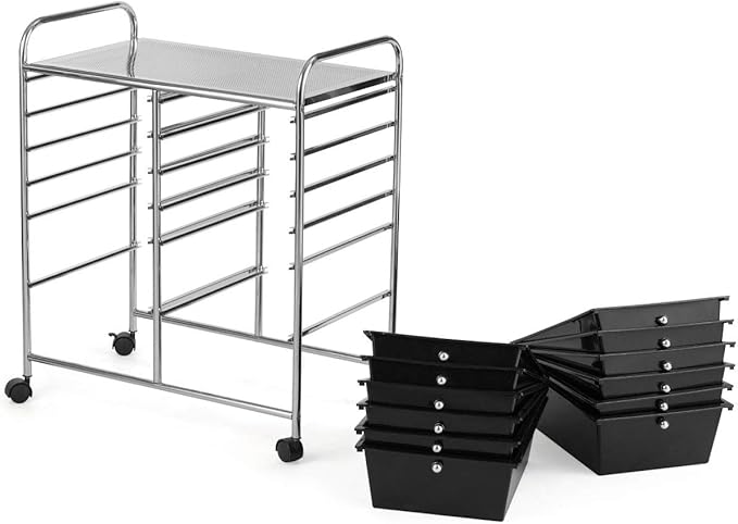 LDAILY 12 Drawer Rolling Storage Cart, Craft Cart Organizer on Wheels w/Metal - Image 9