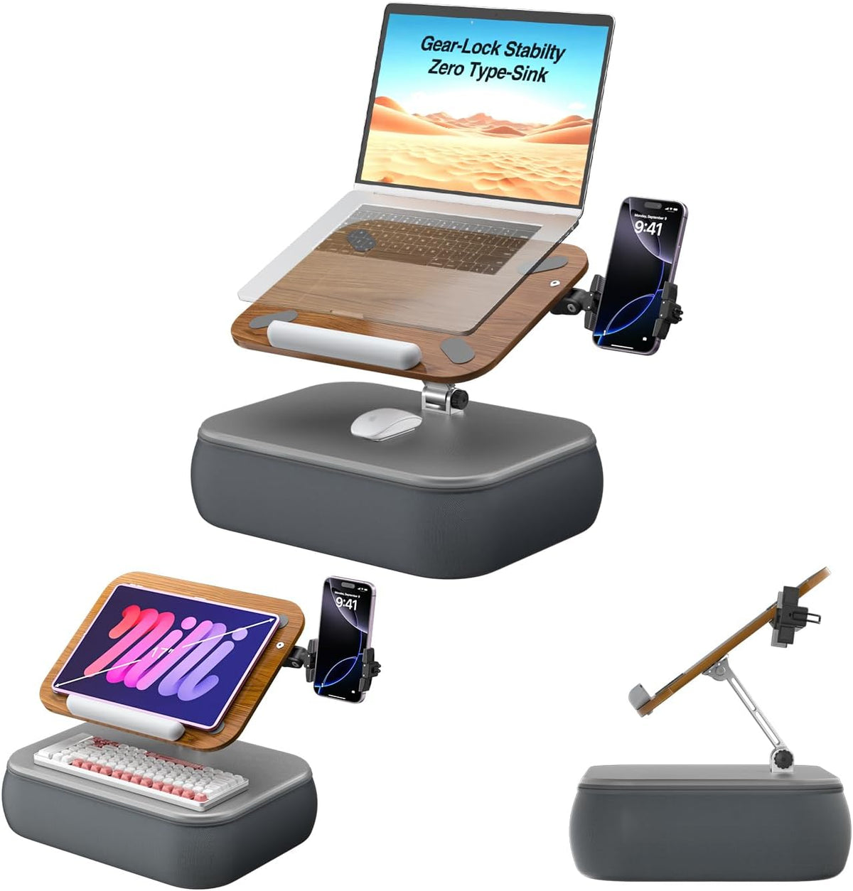 Adjustable Laptop Lap Desk, Laptop Stand with Cushion Pillow for Bed