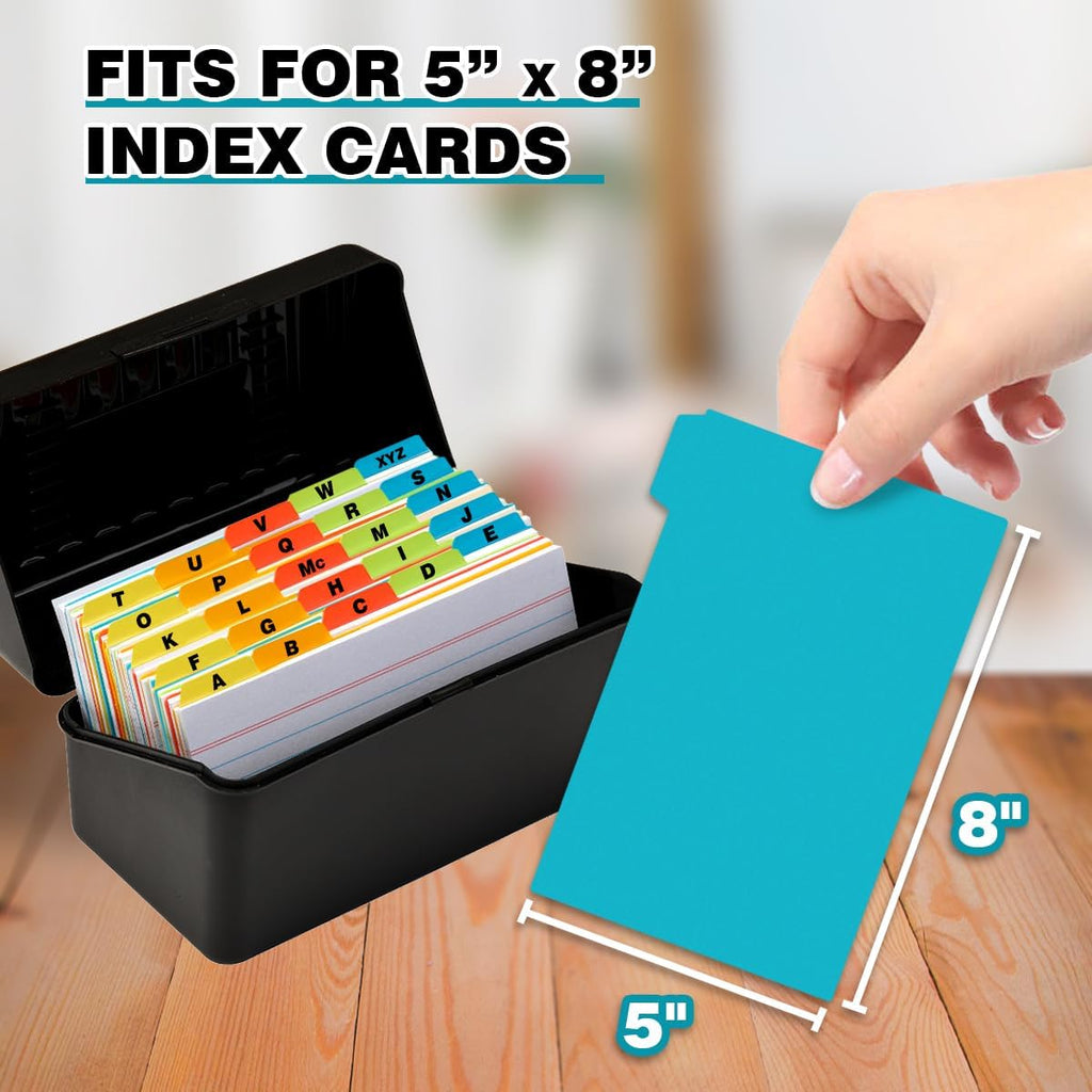 Chell 5"x8" Plastic Index Card Dividers, Primary Colors, 25 Pack | Heavyweight, A-Z, Made of Polypropylene, Alphabetical Stickers, Blank Stickers