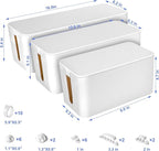Cable Organizer Box Set of Three, Power Cover Cord Holder Surge Protector - Image 2