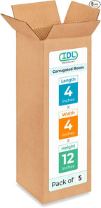 Tall Moving & Shipping Boxes 4 x 4 x 12 inches by IDLPackaging