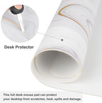 QIYI White Mouse Pad, Cute Marble Large Desk Mat, PU Leather Desk Protector - Image 3