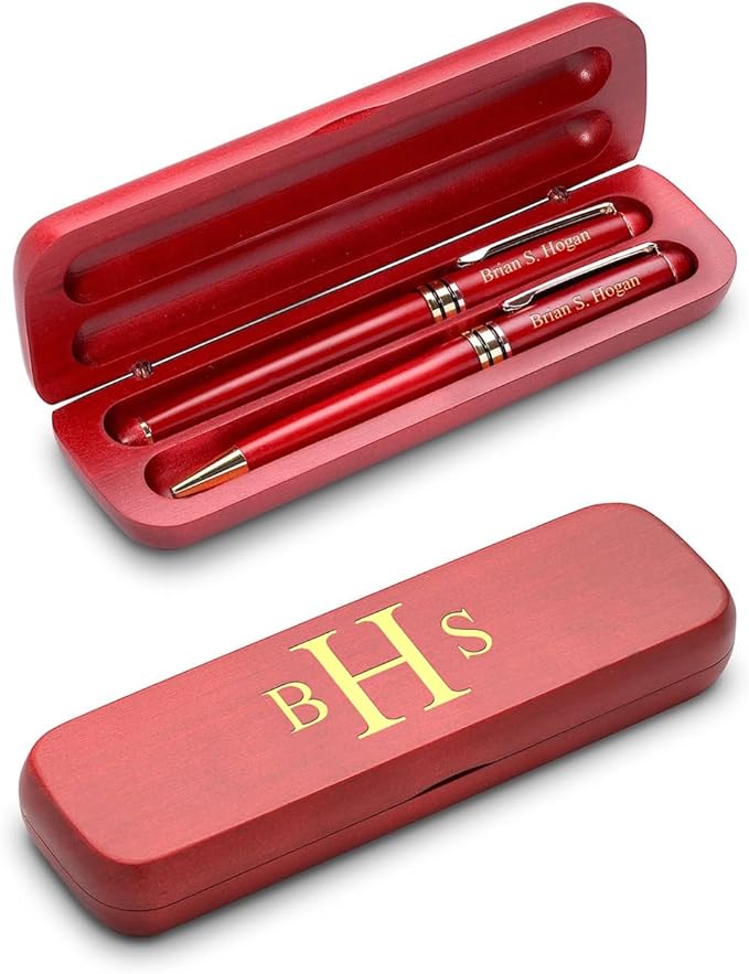 Executive Gift Shoppe | Roman Monogram Personalized Cherry Finish Fountain Pen by ExecutiveGiftShoppe