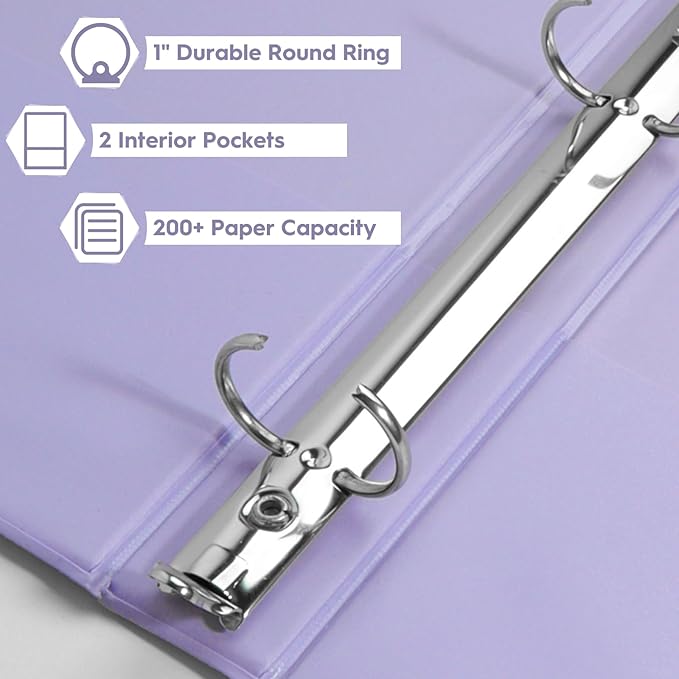 CIXILDTS 1-Inch Binders, Standard 3 Ring Binder Fit Letter Size Paper, - Image 4