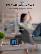 projection alarm clock with fm radio, digital clock, side view