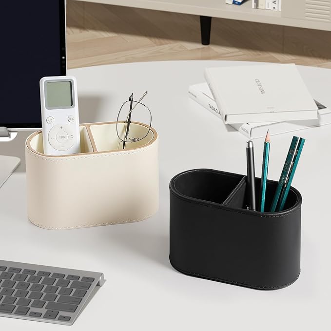 MEIBOOCH PU Leather Pen Holder for Desk, Small Remote Control Holder Pencil Cup - Image 6