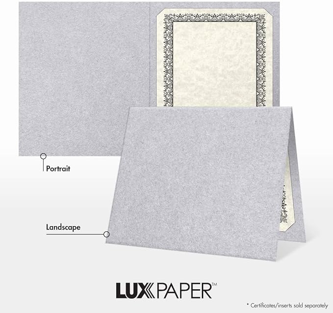 LUXPaper 9.5" x 12" Certificate Holders | Silver Metallic | 105lb. Cover | 250 - Image 5