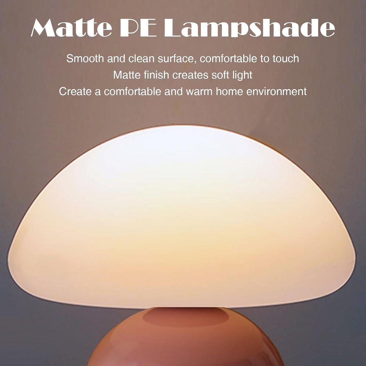 Cute Small Mushroom Lamp, PE Lampshade, Ceramic Base, Adjustable Light Color ...