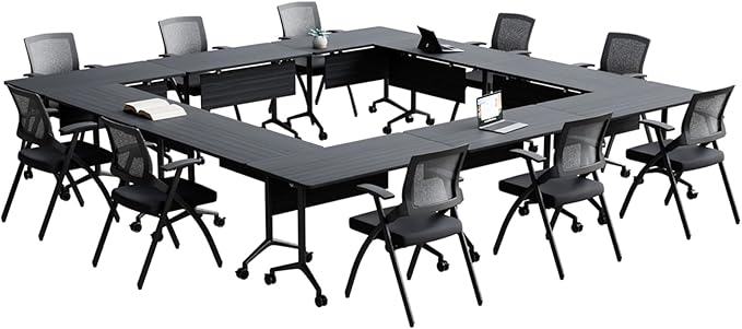 Goakwwuz Conference Room Table, Folding Conference Tables, Thicken Grey Tabletop - Image 3