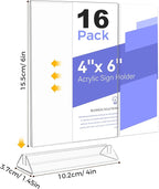 Smarpau Acrylic Sign Holder 4x6, 16 Pack Double-Sided Picture Frames Display - Image 3