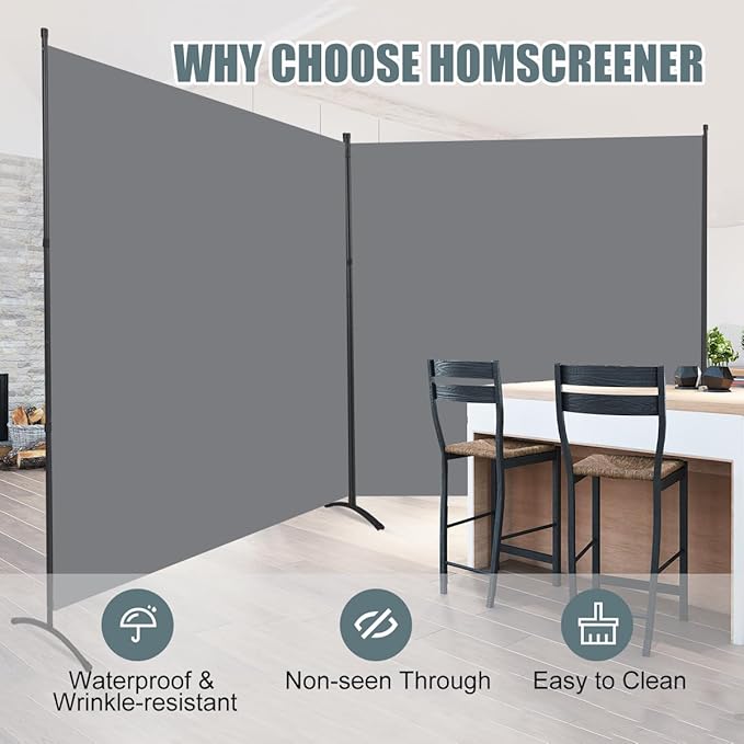Room Divider 2 Panel Large Privacy Screens, Tall 6FT Partition Room Dividers - Image 2