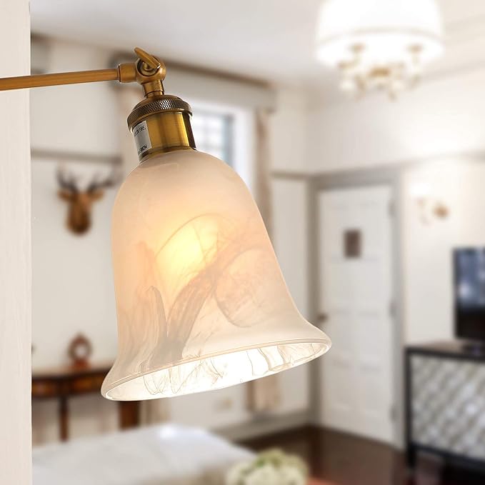 Eumyviv Bell Shaped Alabaster Glass Lamp Shade Replacement - Image 3