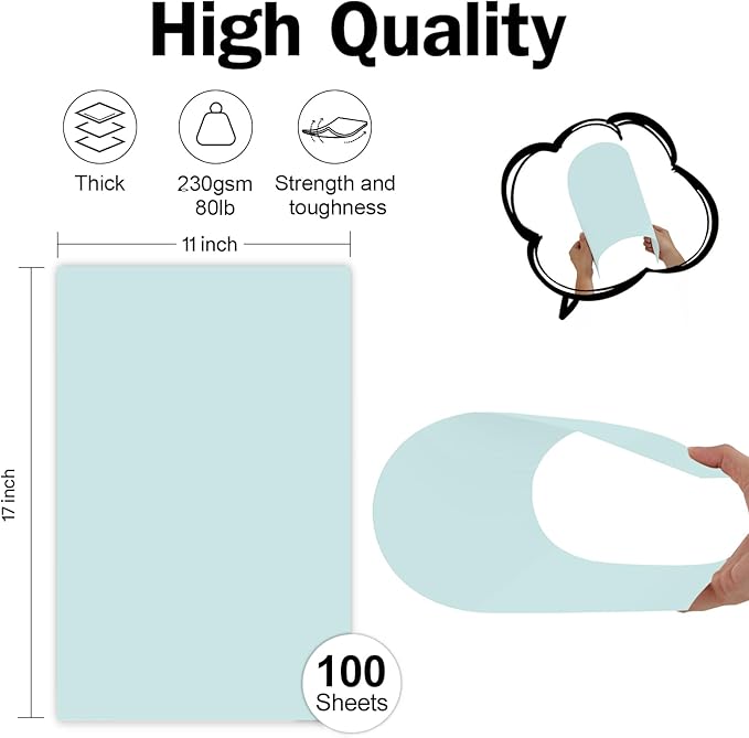 Blue Cover Stock 11x17 100 Sheets Thick Card Stock, Goefun 80lb Heavyweight - Image 2