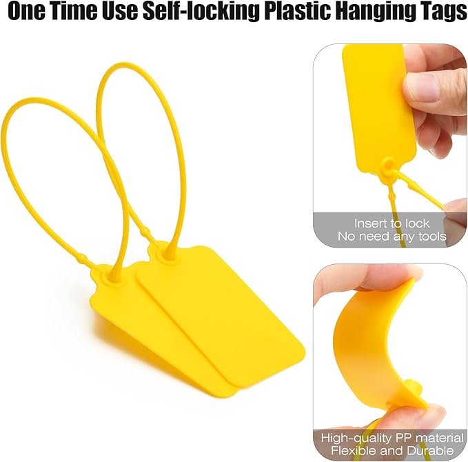 100 Yellow Blank Plastic Tags for Labeling Waterproof Hanging Labels Writable - Image 5