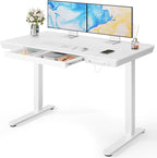Marsail Standing Desk with Drawer, 48 x 24 inch Whole Piece Tabletop Electric by Marsail