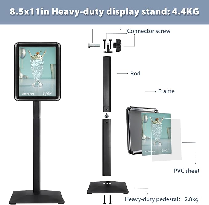 STANDNEE Heavy-Duty 8.5x11 in Floor Stand Holder, Poster Display - Image 7