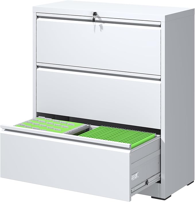 FLIXELIO File Cabinets 3 Drawer, Metal Office Storage Filing Cabinet by FLIXELIO