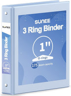 SUNEE 3 Ring Binder 1 Inch 1 Pack, Haze Blue by SUNEE