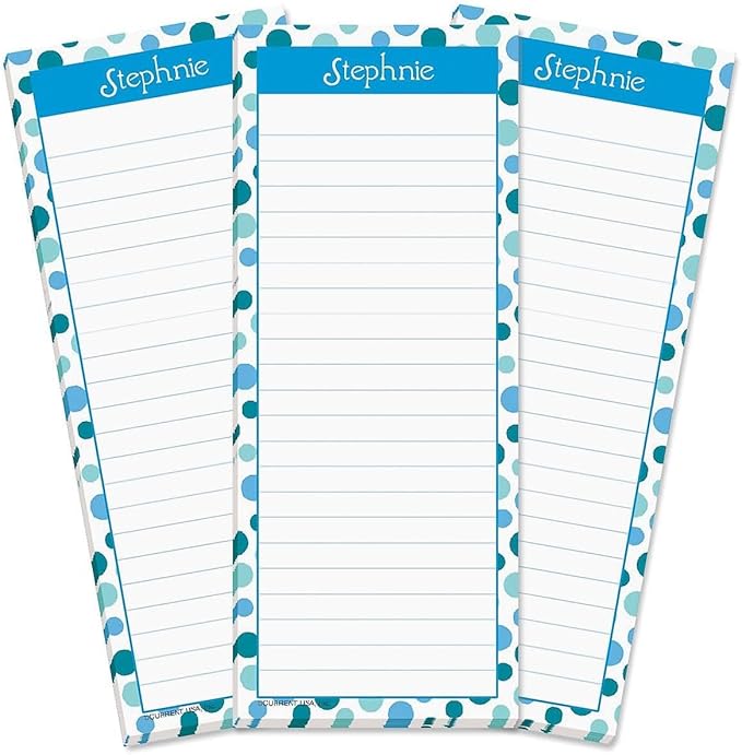 Current Zippy Dots Personalized Notepads – Set of 3, 50-Sheet Lined Paper Pads by Current