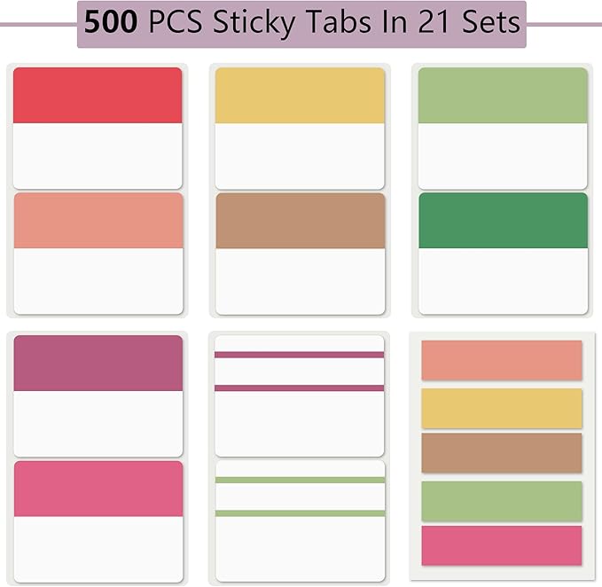 ELII 500 PCS Sticky Index Tabs 2 Inch Book Tabs Page Markers File Tabs Self - Image 2