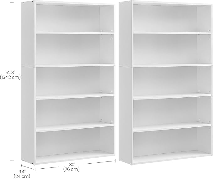 VASAGLE Set of 2 Bookshelves, 30 Inches Wide, 5-Tier Open Bookcases - Image 3