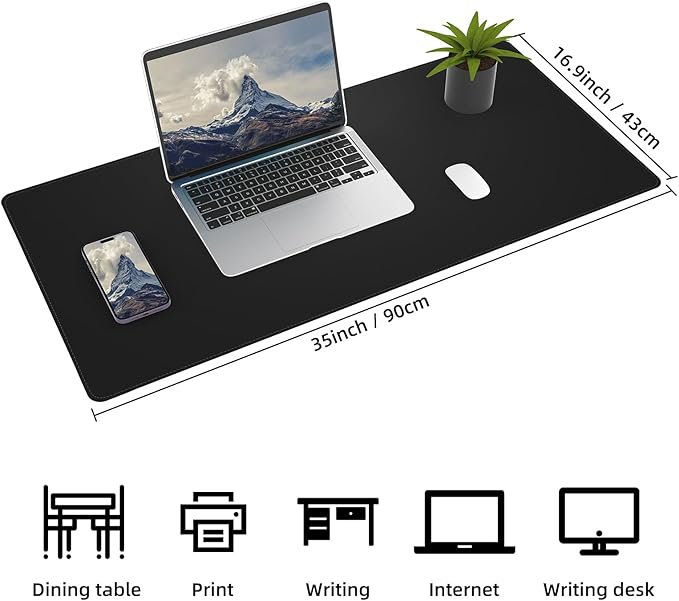 Leather Desk Pad Protector, Office Desk Mat, Large Mouse Pad, Cork Desk Mat - Image 2