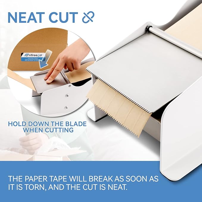 Frifreego Water-Activated Tape Dispenser, Manual Width-Adjustable Kraft Gum - Image 3