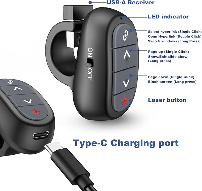 Presentation Clicker PowerPoint Wireless Presenter Remote: Laser Pointer - Image 6