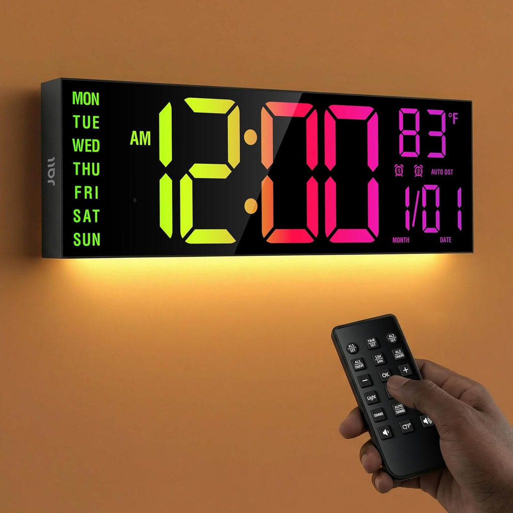 jall 16" large digital wall clock with rgb, main product view