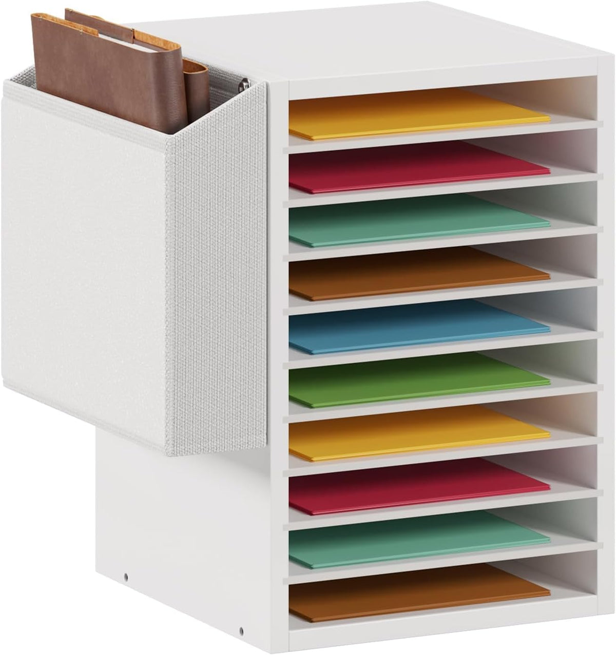 Unionly 10Tier Adjustable Mail Sorter,Wood Paper Organizer for Class,Office